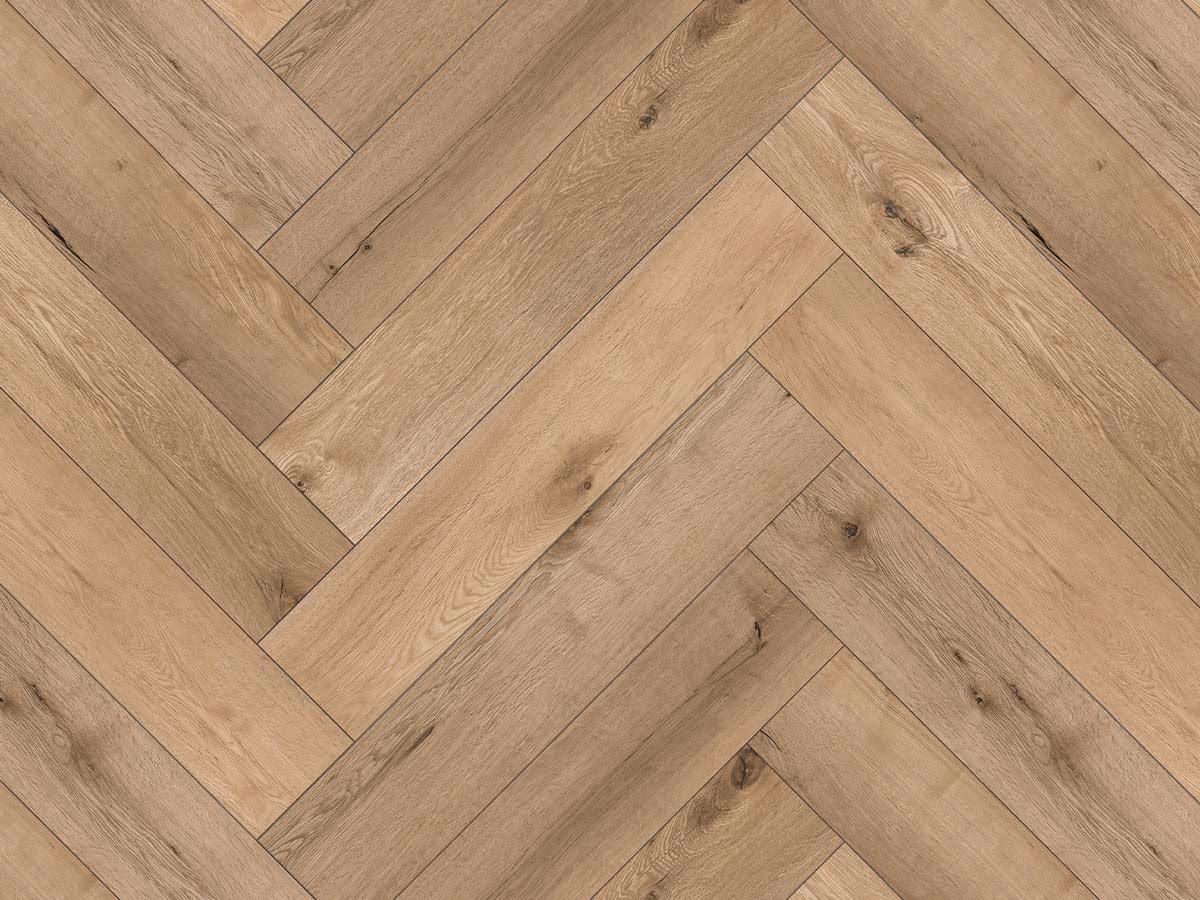 Kaschmir Oak Visgraat Click — naturel eiken